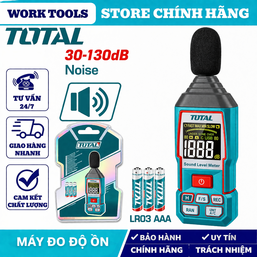 TOTAL Máy đo độ ồn kỹ thuật số TETSL01 , TETSL031 (Cam kết Chính Hãng 100%)