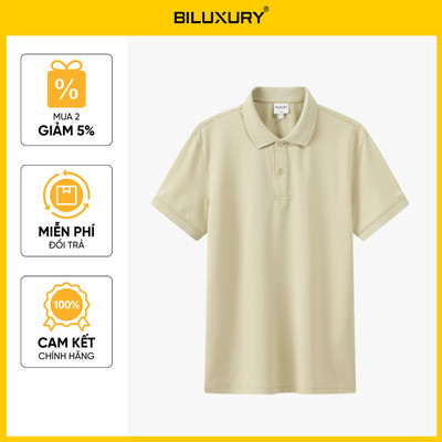 [T8_SALE 249K_HT] Áo Polo Màu Be 9APCB569BEI Biluxury Form SimFit Kháng Khuẩn Bền Màu
