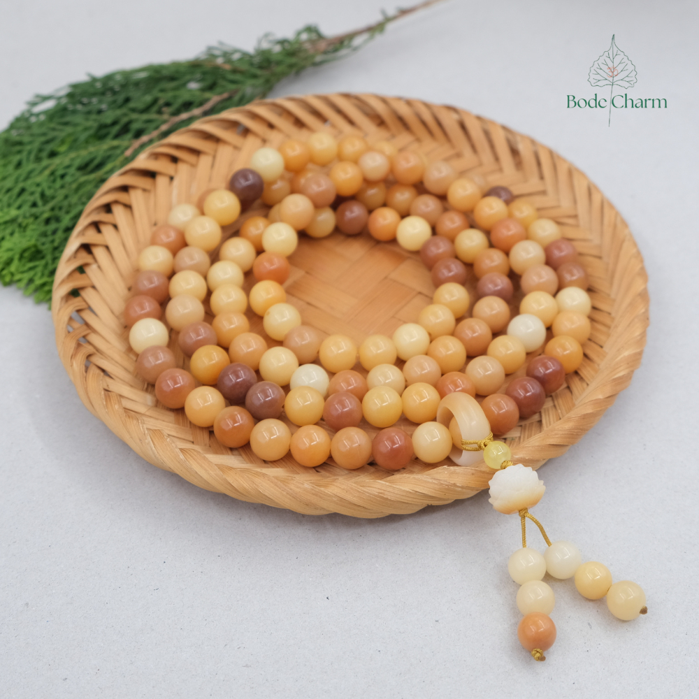 Chuỗi 108 hạt Bồ Đề nâu mix sen nướng 10mm| Bồ Đề Charm| Chuỗi hạt Bồ Đề niệm Phật 108 hạt 10 ly