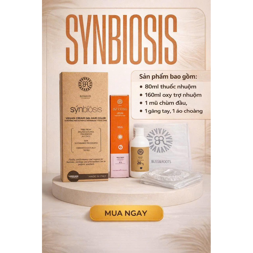 Synbiosis Kem Nhuộm Thuần Chay Italy 80ml - Kèm Oxy - Da đầu nhạy cảm