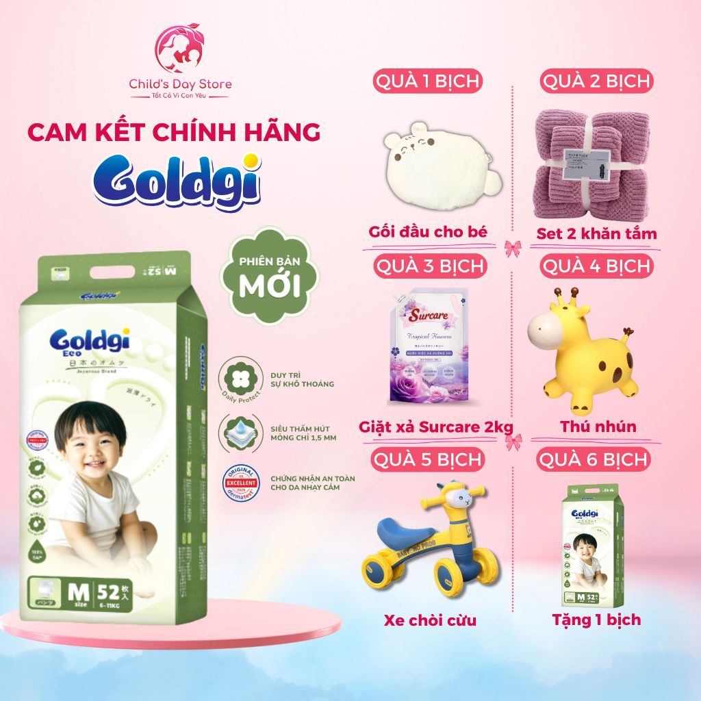 [Goldgi Eco Cải Tiến 2026] Tã Bỉm Goldgi Eco Cải Tiến Mới Nhất 2026 Siêu Mỏng Nhẹ Dành Cho Bé
