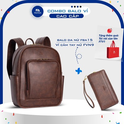 Combo balo unisex size trung và ví cầm tay nữ FA DO DA FBA15 và FVN09