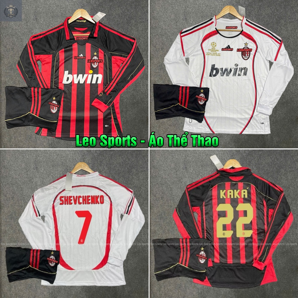 Bộ Quần Áo Đá Bóng/ Đá Banh CLB AC Milan Retro 2007 Dài Tay ( In Sẵn) - Hàng Cao Cấp