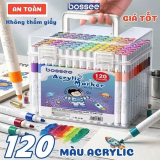 Hộp 120 Màu Acrylic Marker Bossee Tươi Sáng Chất Liệu An Toàn Dành Cho Trẻ Em, Học Sinh Tô Màu Giá Rẻ