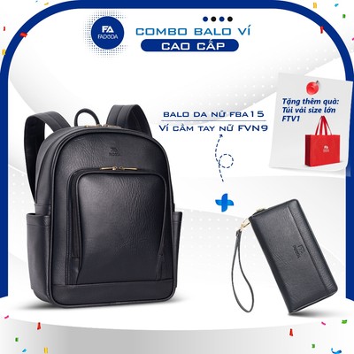 Combo balo thời trang unisex FADODA FBA15  và ví cầm tay nữ FADODA FVN09