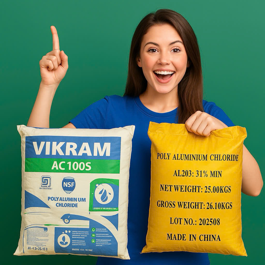5KG PAC Vikram Ấn Độ - Chất Trợ Lắng Poly Aluminium Chloride (PAC 30%) Xử Lý Nước Hồ Bơi, Ao Hồ (25k