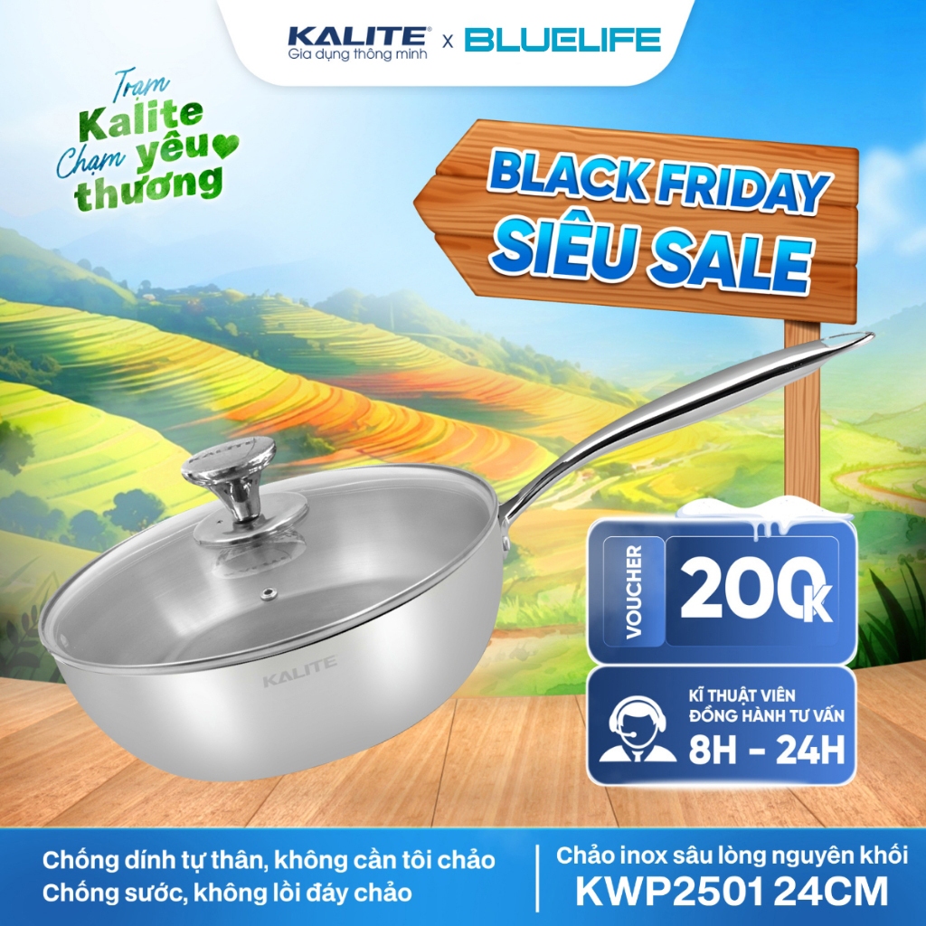 Chảo INOX Sâu Lòng Nguyên Khối Cao Cấp KALITE KWP2601 & KWP2501