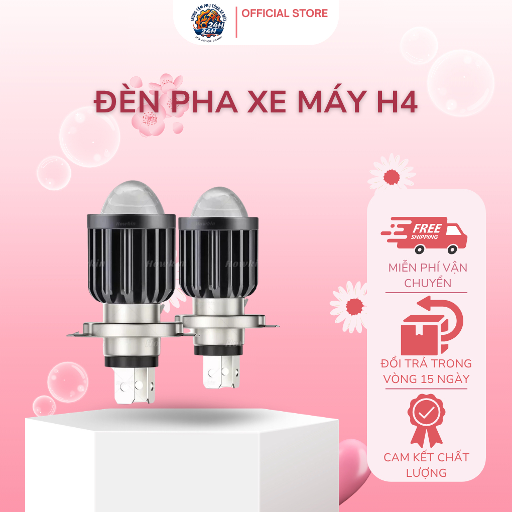 Đèn Pha LED H4 Chùm Cao/Thấp Siêu Sáng Cho Xe Máy – Mã H4