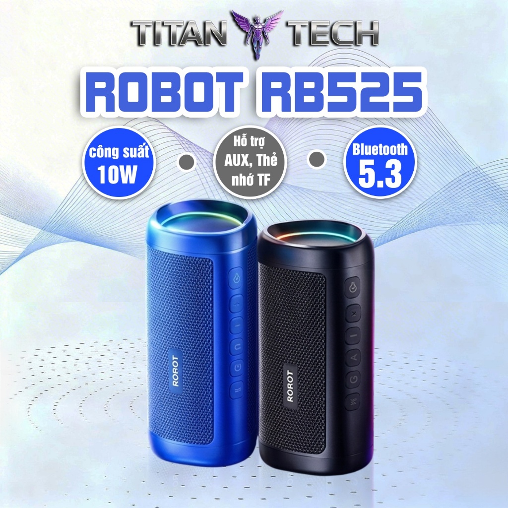 Loa Bluetooth 5.3 Robot RB525 Bass Mạnh 10W Đèn Led RGB, Kháng Nước, Pin Trâu - Kết Nối Thẻ Nhớ, AUX