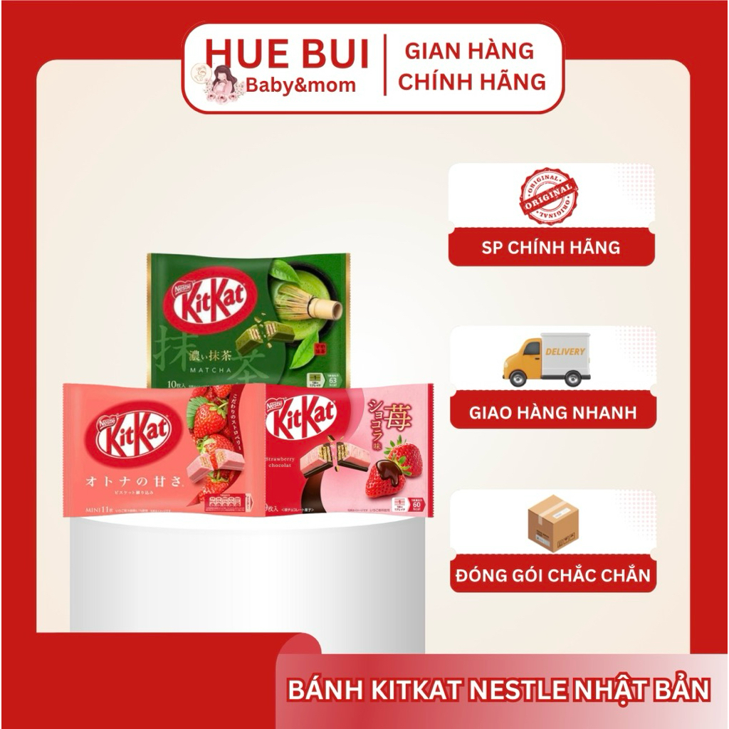 (Huebui Baby) (Date 9/2026) Bánh Kitkat Nhật Bản Nestle Vị Dâu/ Dâu Socola/ Matcha