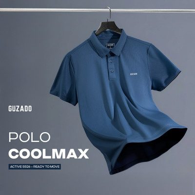 Áo Polo Nam Guzado Cổ Bẻ Coolmax Thể Thao Thấm Hút CựcTốt Kiểu Dáng Basic, Co giãn thoải mái PL001-GAPS25S001