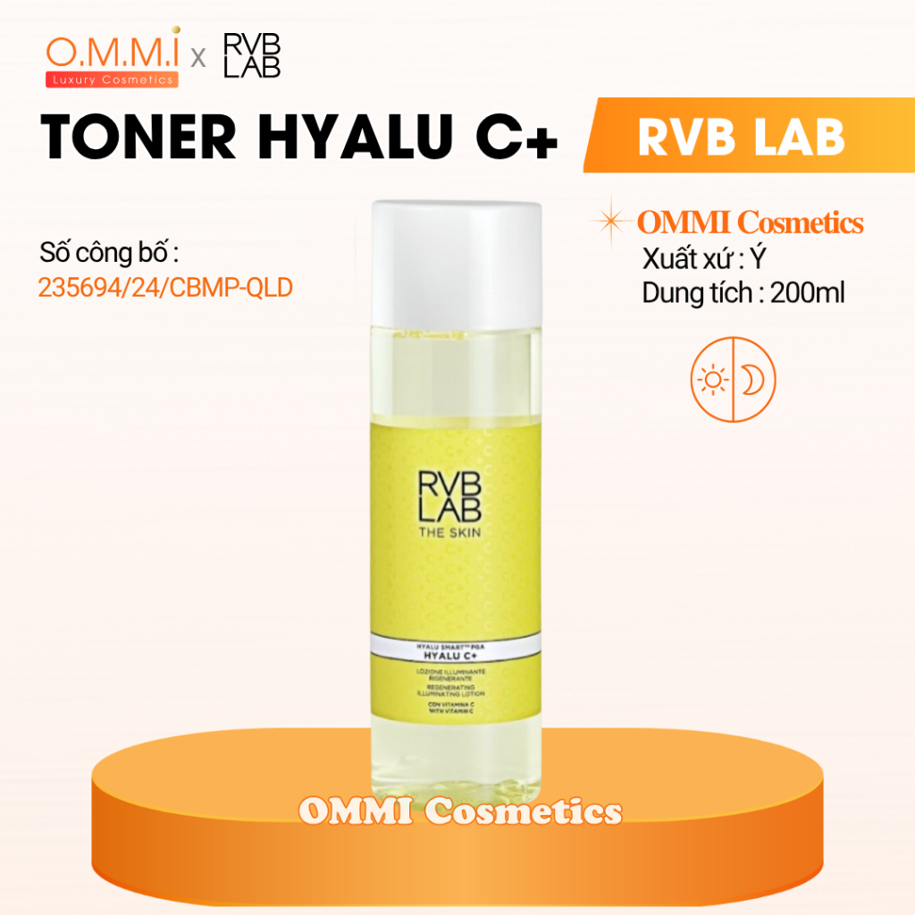 RVB LAB - Toner HYALU C+ cân bằng độ ẩm, hỗ trợ làm sáng da (200ml) | OMMI Cosmetics