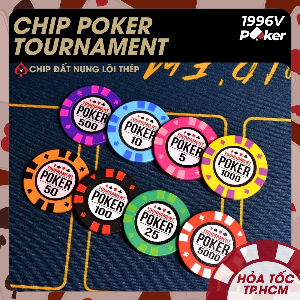 Chip Poker Tournament Cao Cấp, Phỉnh Poker Chips Có Số, Chip Clay Đất Nung Lõi Thép - 1996V Poker Sh