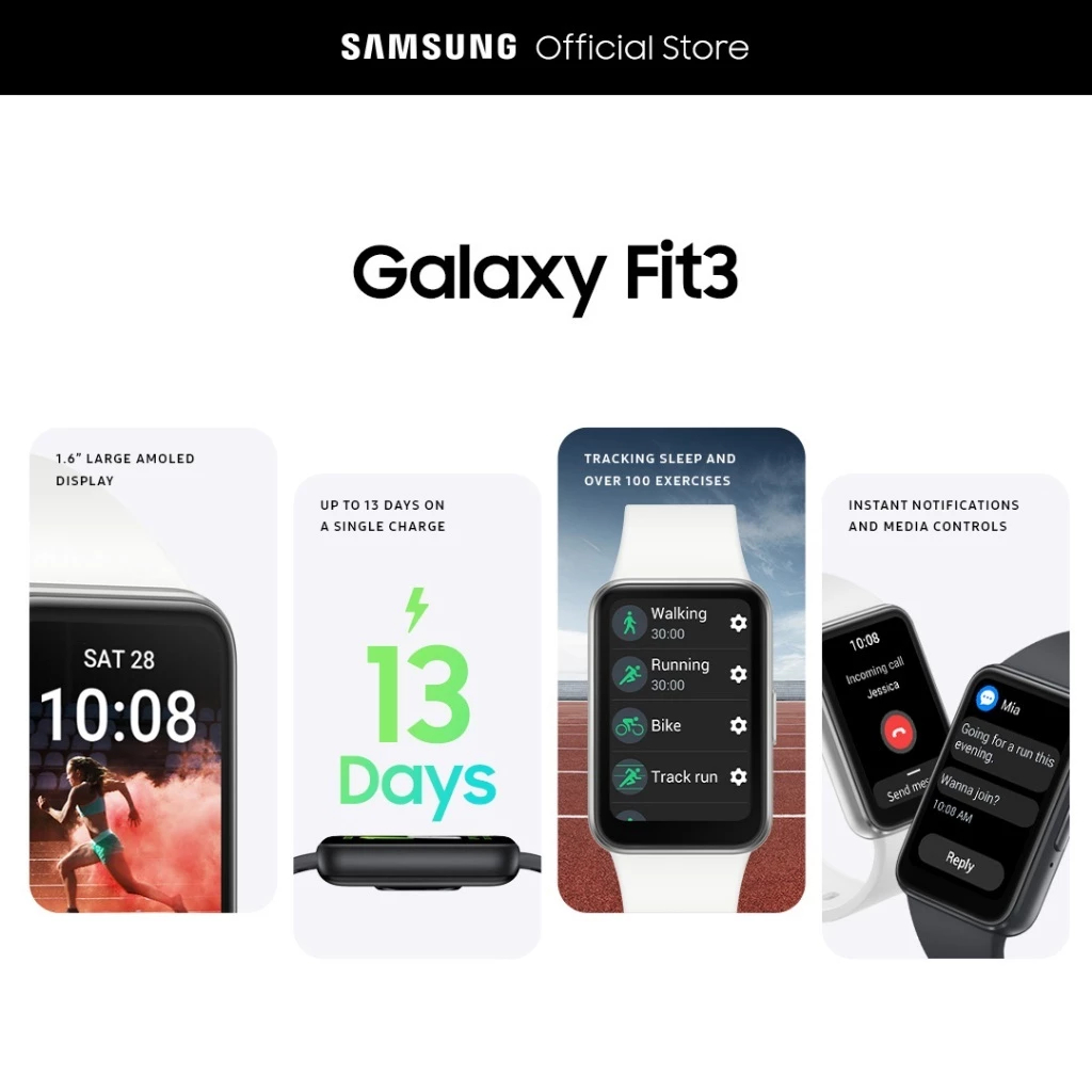 Smart Band Galaxy Fit 3 - Vòng Đeo Tay Thông Minh Kháng Nước IP68 5ATM Theo Dõi Giấc Ngủ Sức Khỏe