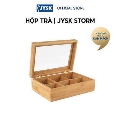 Hộp trà | JYSK STORM | nhựa acrylic/tre | màu tự nhiên | R17xD23xC8cm