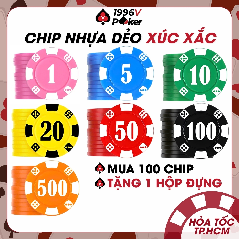 [Cọc 25 Chip] Chip Poker Nhựa Xúc Xắc Có Số, Phỉnh Poker, Chip Set Poker Giá Rẻ - 1996V Poker Shop