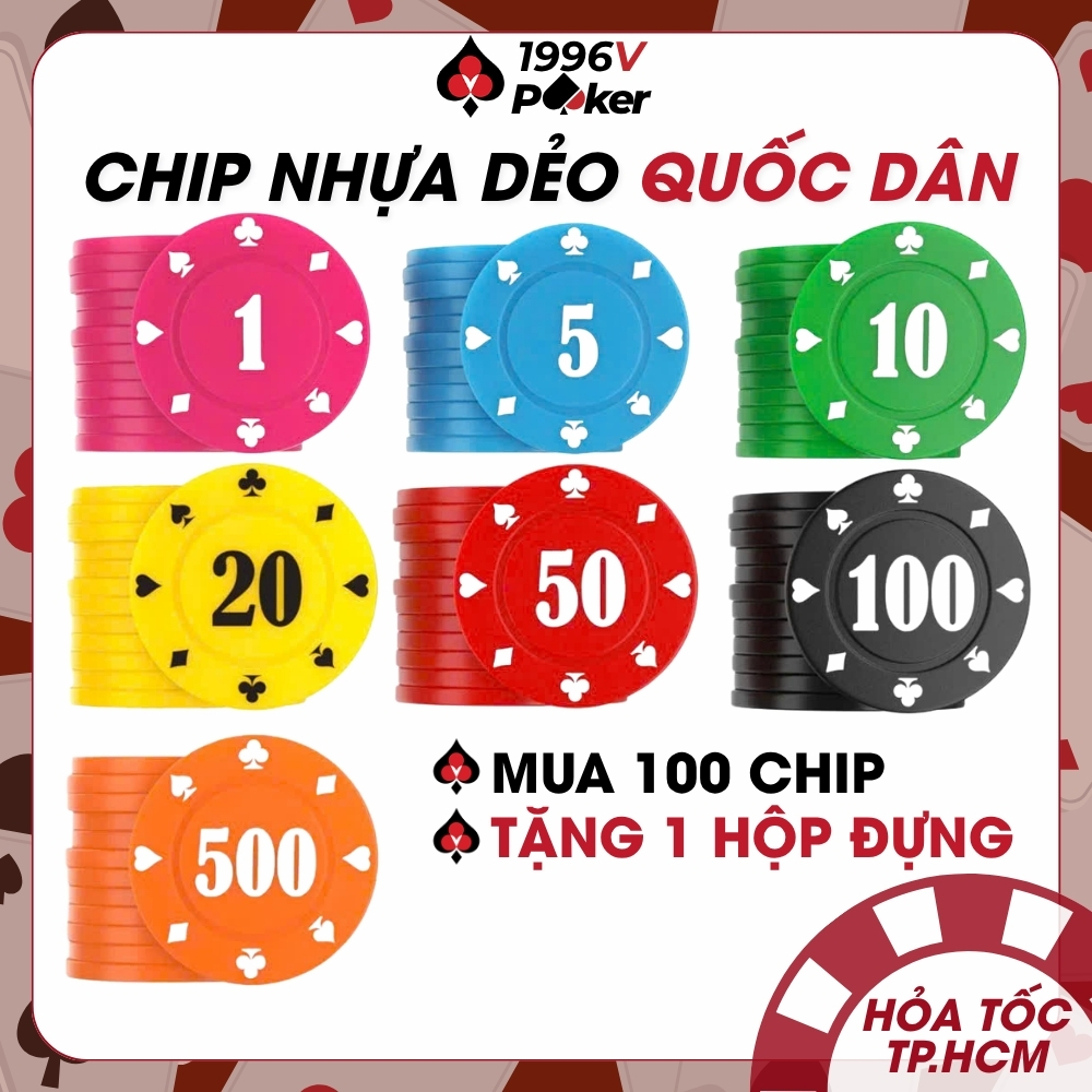 [Cọc 25 Chip] Chip Poker Quốc Dân Có Số, Phỉnh Poker, Chip Set Poker Nhựa Giá Rẻ - 1996V Poker Shop