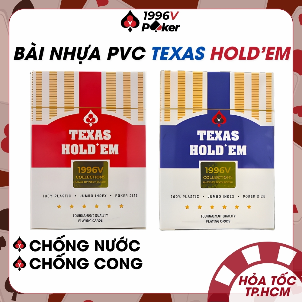 Bộ Bài Nhựa TEXAS HOLD'EM Cao Cấp, 100% Plastic, Chống Cong Chống Thấm Nước - 1996V Poker Shop