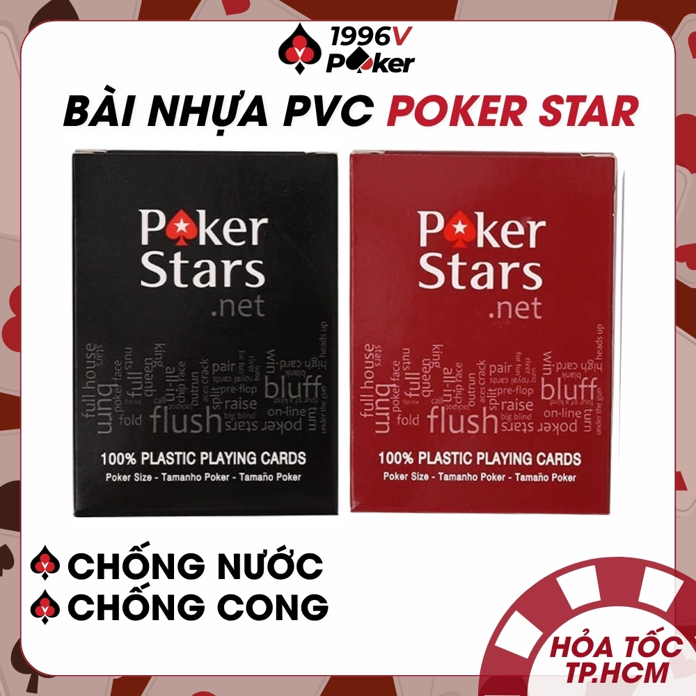 Bài Tây POKER STAR Cao Cấp, Bộ 52 Lá Plastic, Chống Gập, Chống Thấm Nước - 1996V Poker Shop