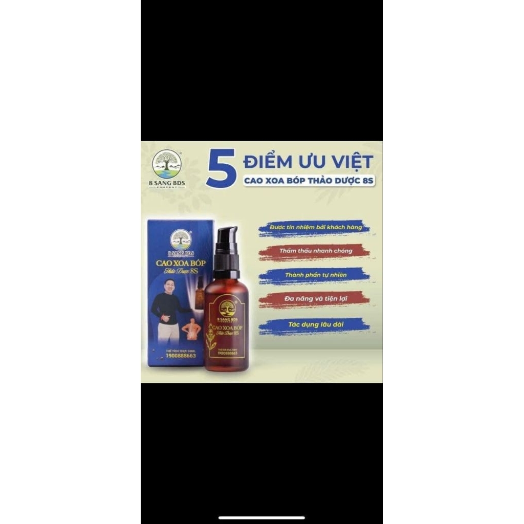 Nâu 1 Chai Cao Xoa bóp Thảo Dược 8 Sang Giảm Đau Nhức Xương Khớp 50ml
