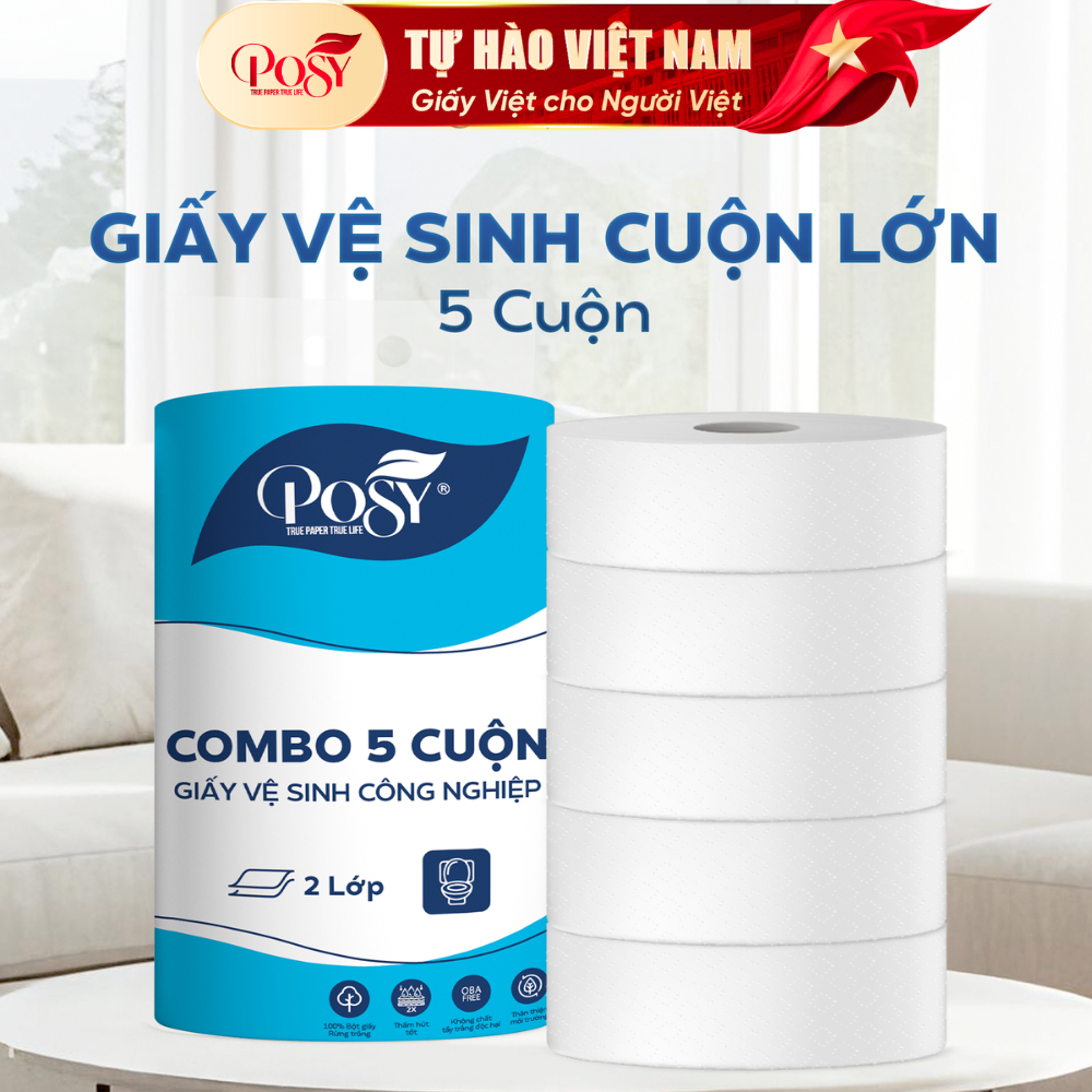 (S6) MUA 4 CUỘN GVS POSY cuộn lớn 700gr - 2 lớp/cuộn TẶNG NGAY 1 CUỘN, tiết kiệm cho văn phòng, công