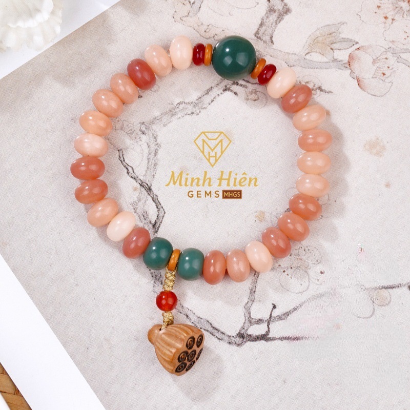 Vòng tay hạt Bồ Đề Phấn Vân Thường hạt size 9x6 mm– Vòng Đơn