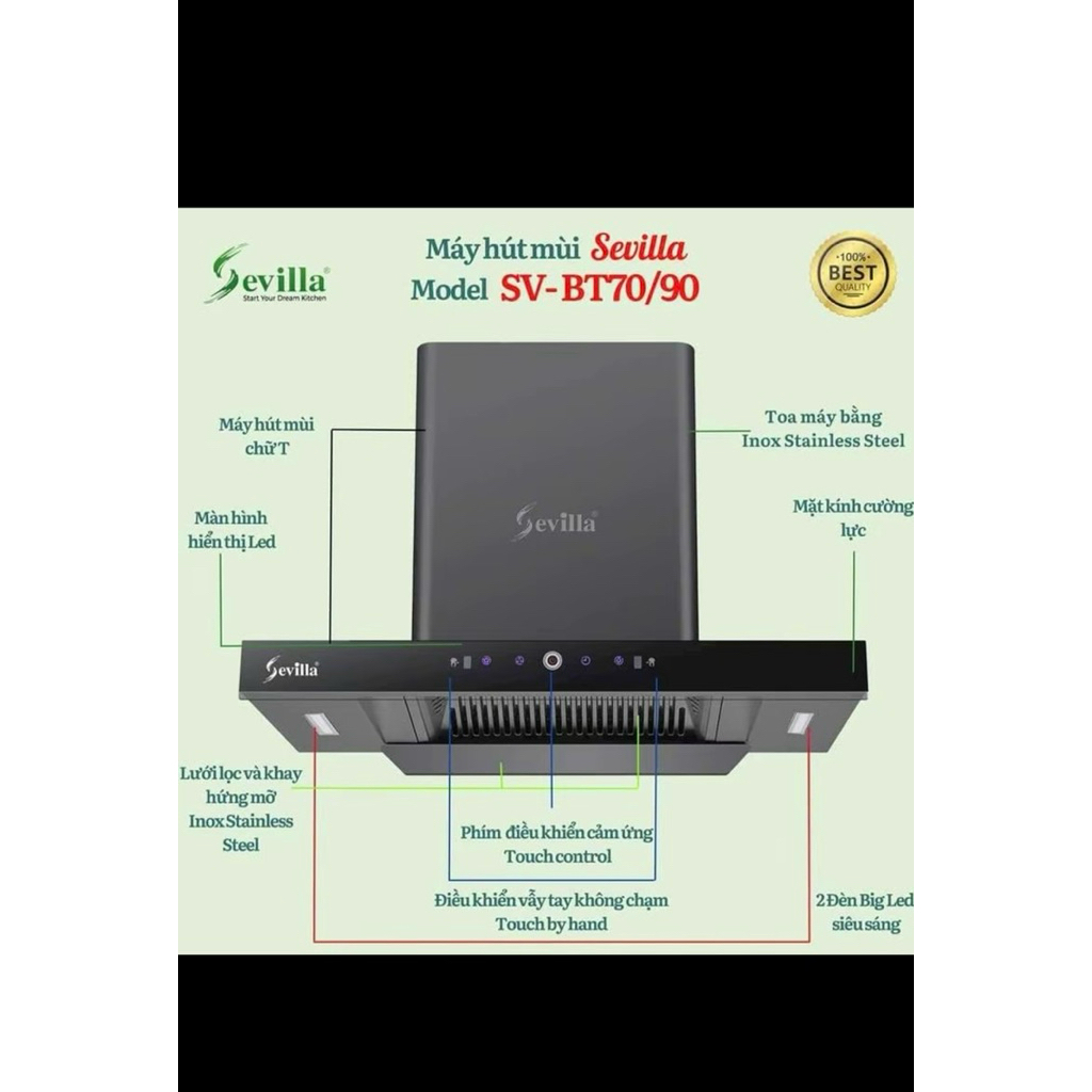 Hút mùi cao cấp sevilla BT70