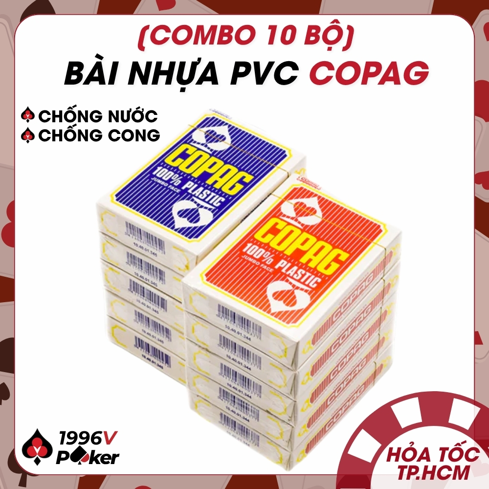 [Combo 10 Bộ] Bài Tây Nhựa Copag Cao Cấp, Bộ Bài 52 Lá Plastic Chống Thấm, Chống Gập - 1996V Poker S