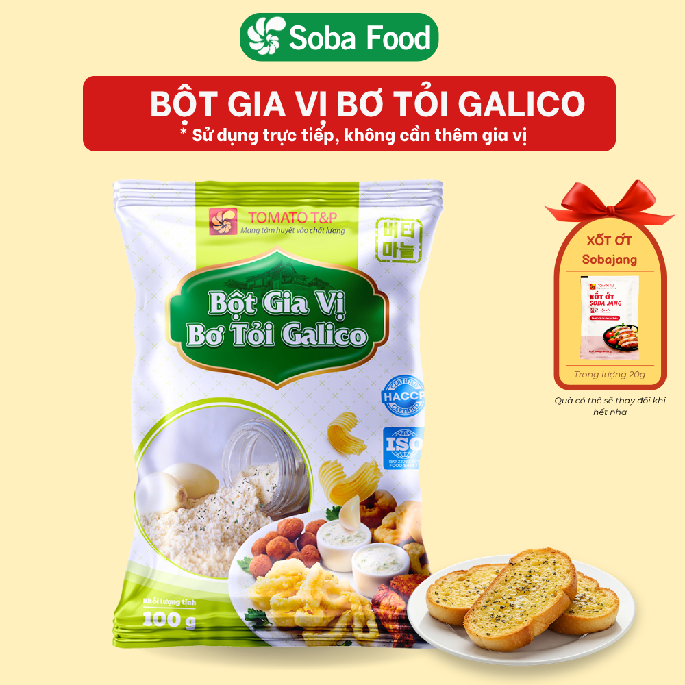 Bột Bơ Tỏi Lắc Khoai Tomato T&P Gói 100g Nấu Xốt Bơ Tỏi, Bánh Mì Bơ Tỏi, Khoai Tây Lắc Bơ Tỏi