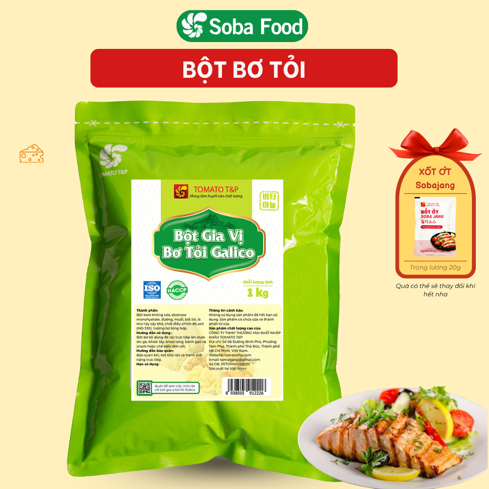 Bột Bơ Tỏi Tomato T&P Gói 1Kg Lắc Khoai Tây Chiên, Làm Sốt Bơ Tỏi, Bánh Mì Bơ Tỏi, Nướng Hải Sản
