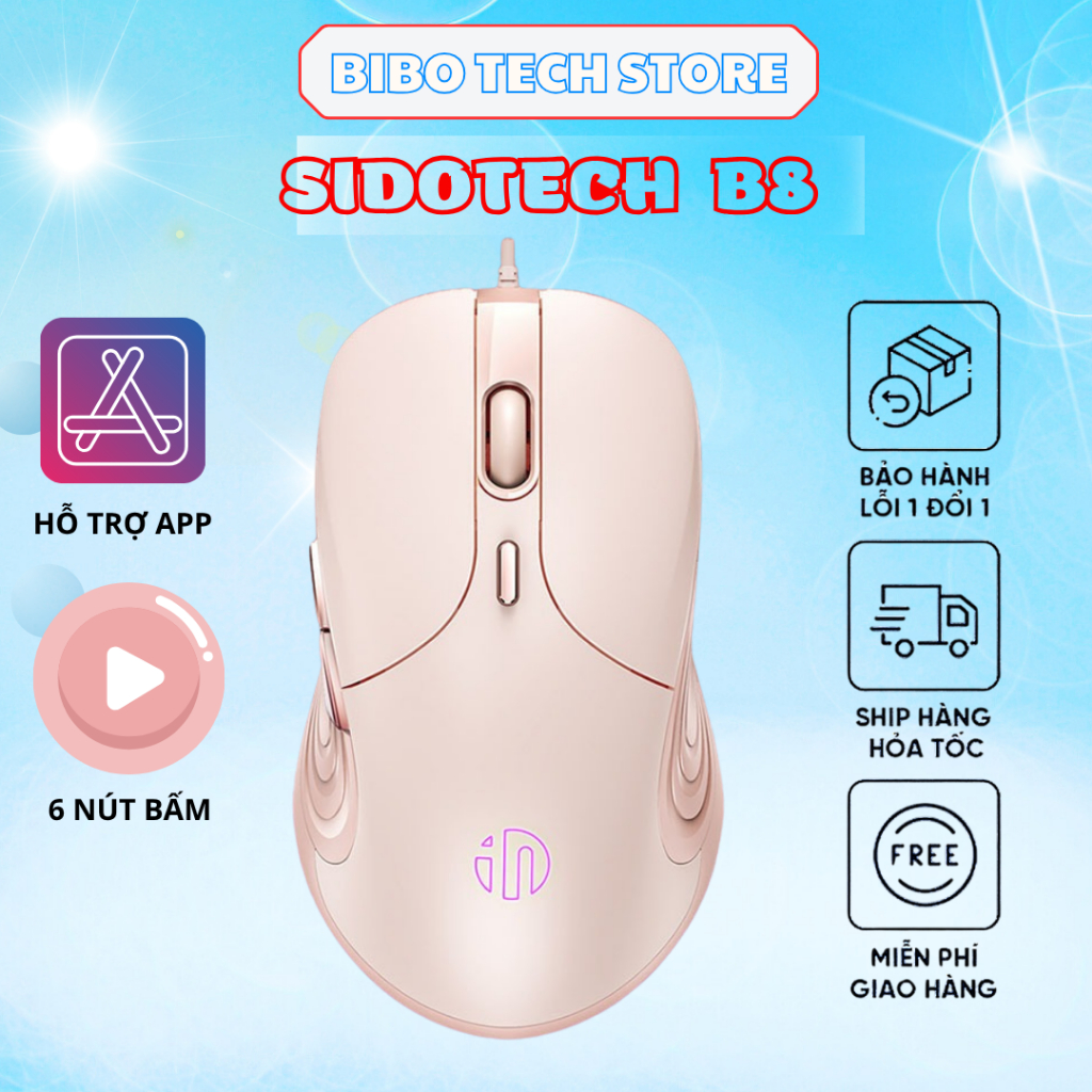 Chuột Gaming B8 Silent Click Chống Ồn - Hỗ Trợ Macro Drag Click Butterfly Click - LED RGB & 6 Nút Tù