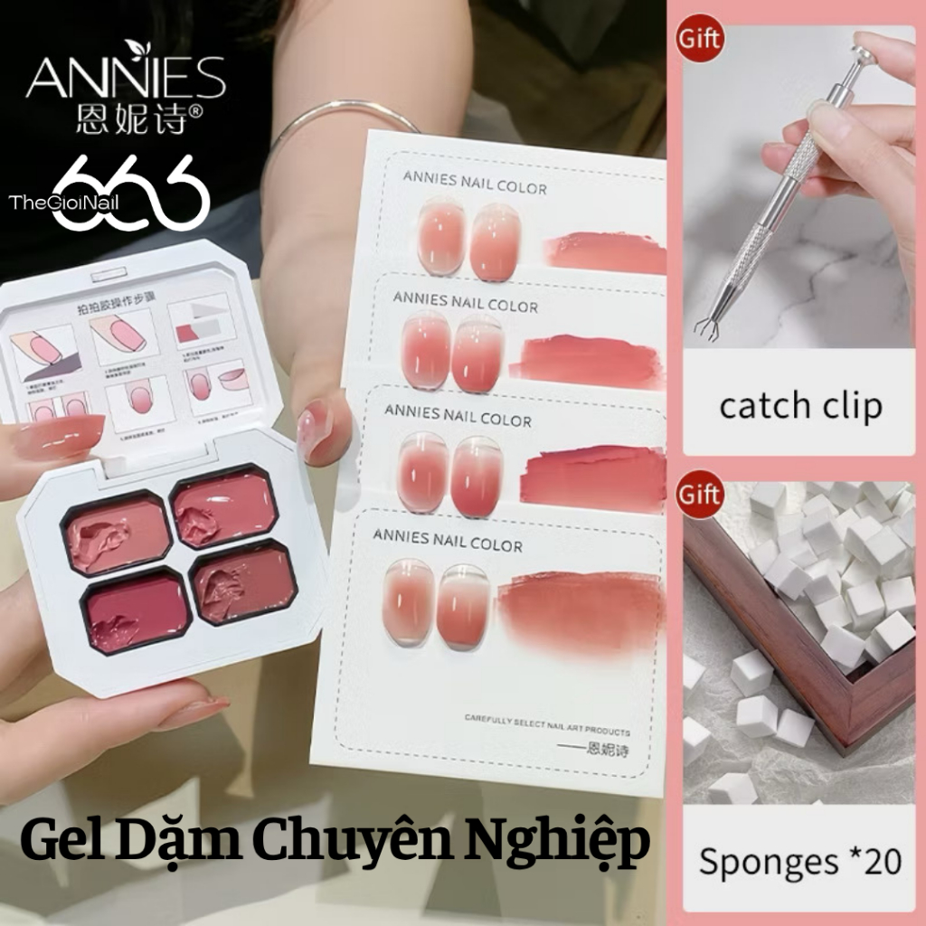 Gel Dặm Má Hồng ANNIES 2.5g/ô – Gel Ombre Blush Nail Tán Loang Tự Nhiên, Hơ UV/LED Bền Màu ANNIES CH