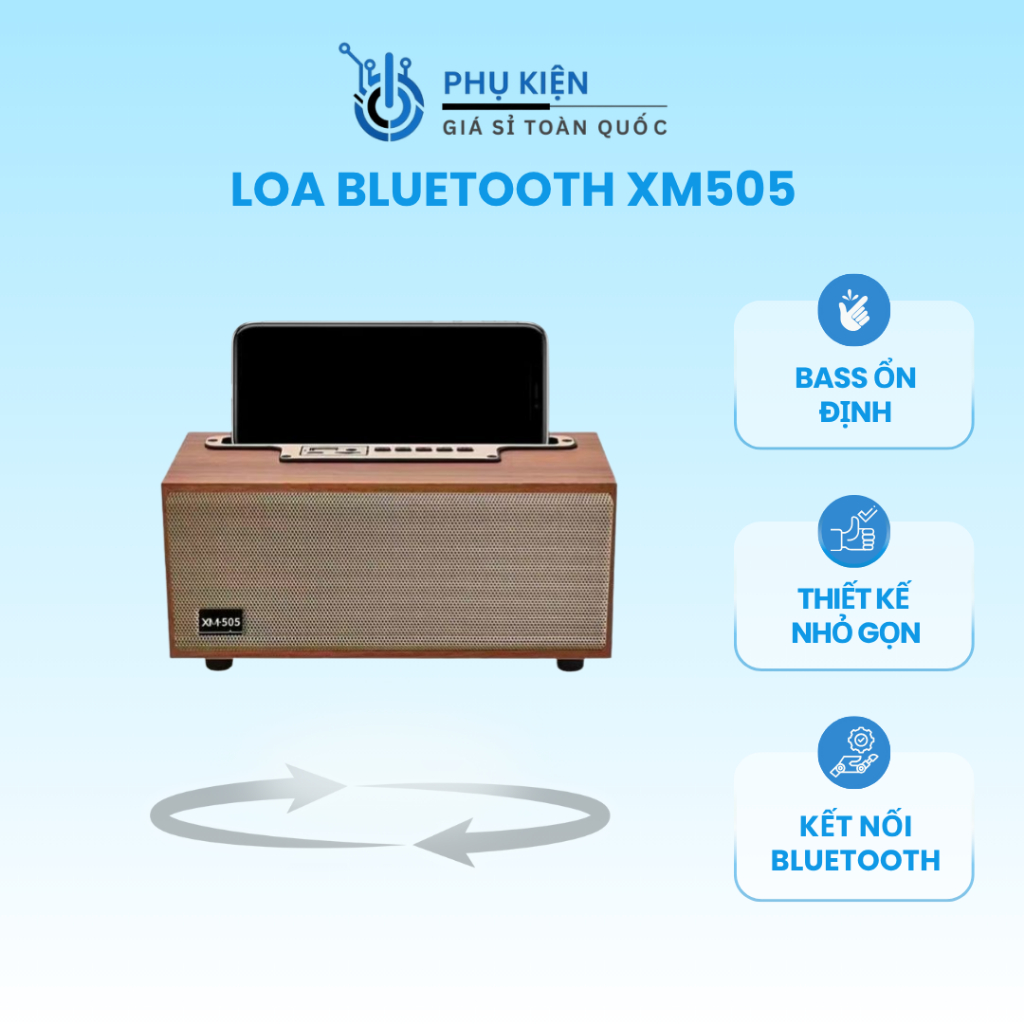 Loa Bluetooth XM505 là mẫu loa di động hiện đại nhỏ gọn, âm thanh mạnh mẽ và kết nối ổn định.