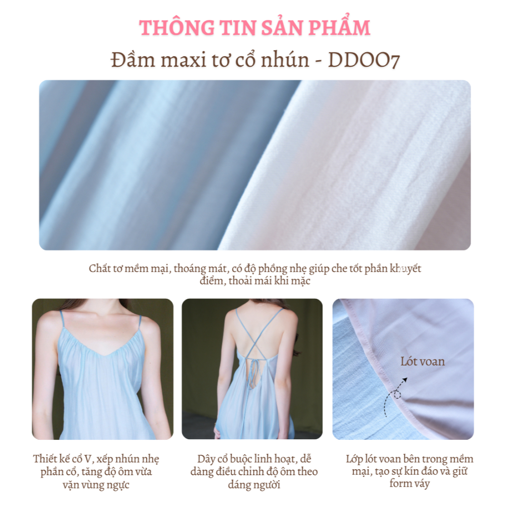Đầm Maxi Đi Biển La Boutique Kiểu Cổ V Hở Lưng Chất Tơ Hàn Phom Suông Rộng SS26 - DD007-2604LAT | BigBuy360 - bigbuy360.vn