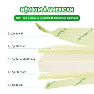 Nệm cao su non American Kim Á chính hãng siêu êm ái, mềm mại, thoáng mát Độ Dày 20cm