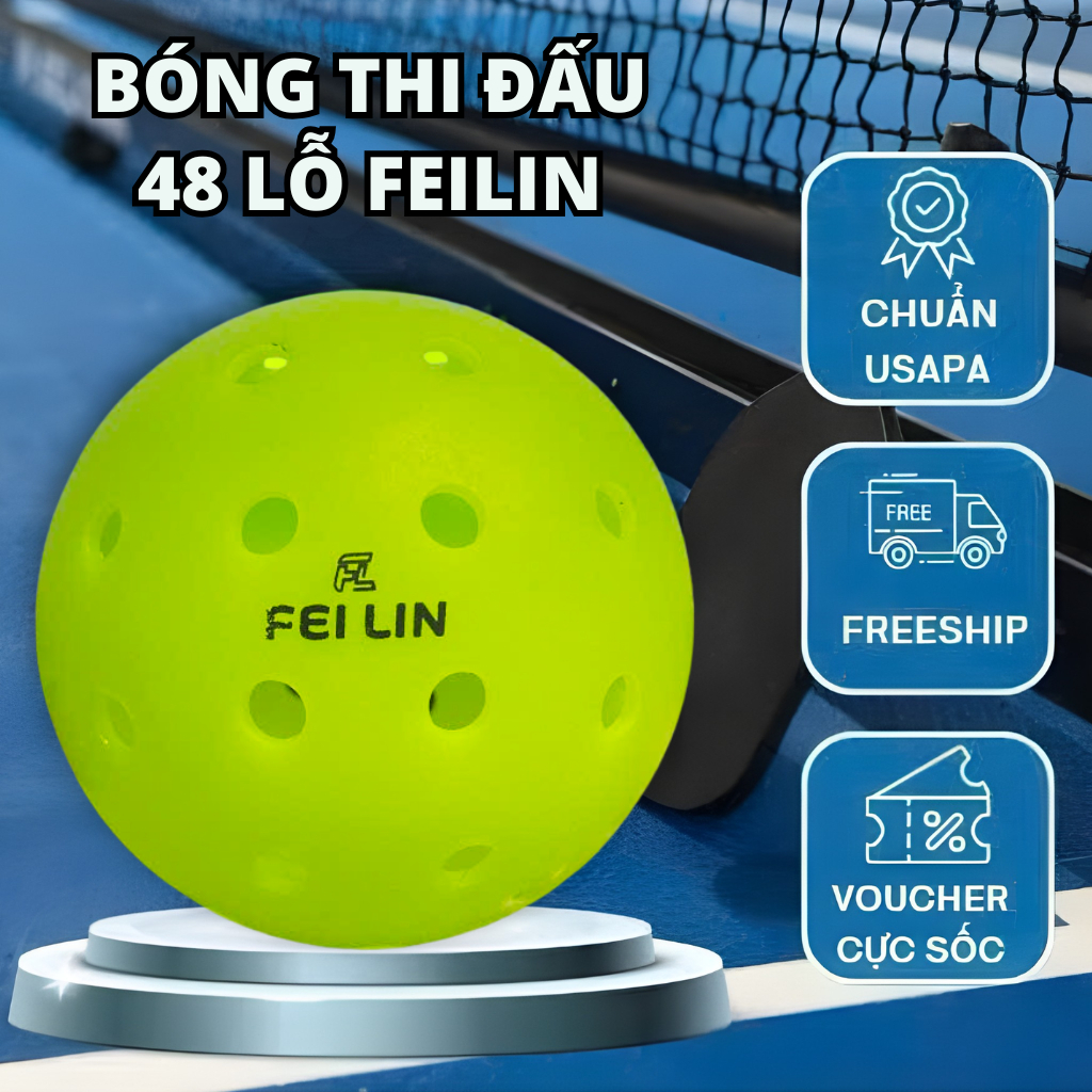 Bóng Pickleball 48 lỗ FelLin chings hãng với độ nảy chuẩn,bền, phù hợp chơi trong nhà và ngoài trời
