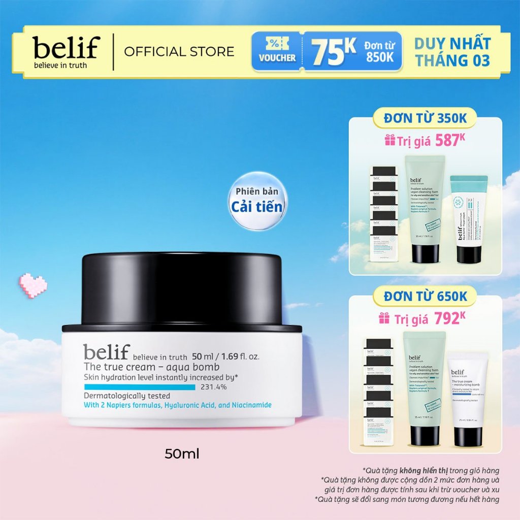 [belif Official] Kem cấp ẩm tức thì dạng gel belif The True Cream Aqua Bomb