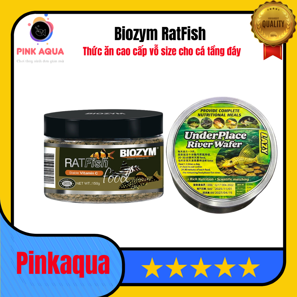 (Xả hàng)Thức ăn Pleco cao cấp Biozym Ratfish (150 gram) thức ăn cao cấp vỗ size cho cá chuột pleco 