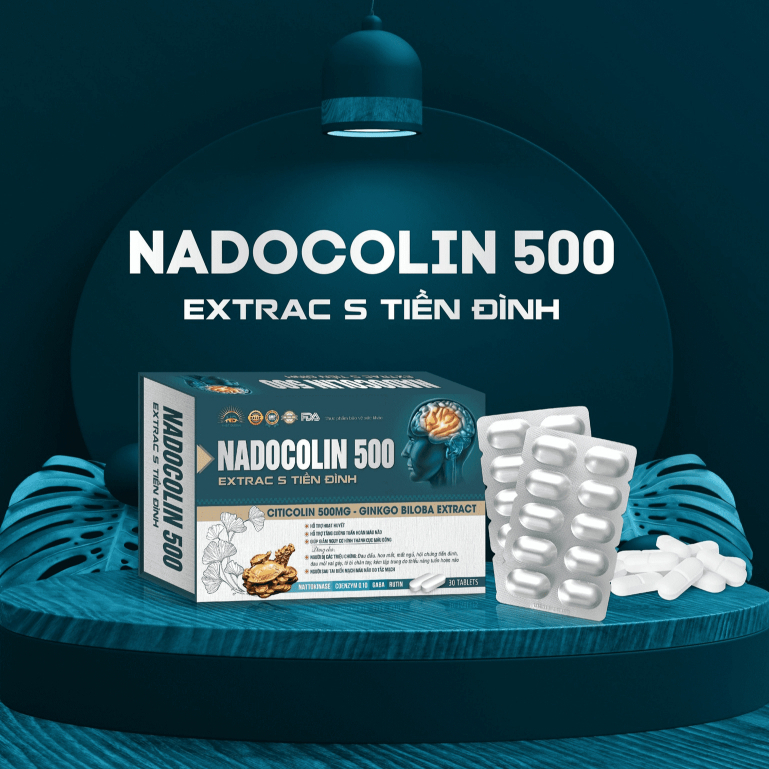 Nadocolin 500 | Bổ Não – Hoạt Huyết Não Citicoline 500mg + Ginkgo Biloba – Giảm Đau Đầu, Chóng Mặt