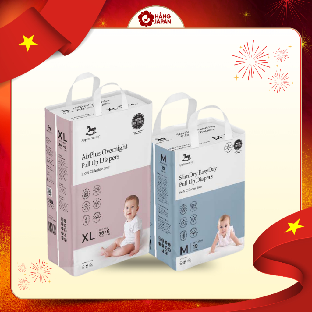 Bỉm dán/ Bỉm quần/ Tã dán/ Tã quần Applecrumby Slim/ Applecrumby đêm đủ size- hàng chính hãng