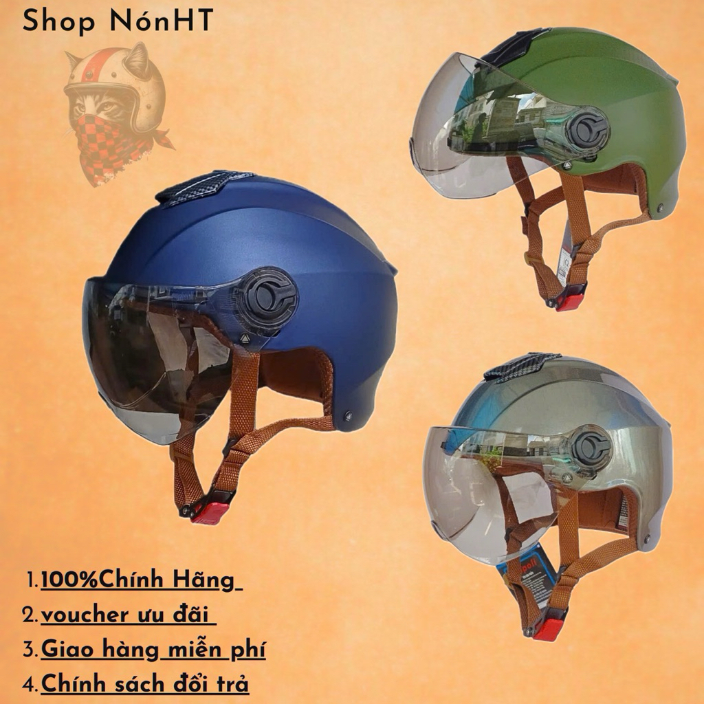 Mũ Bảo Hiểm Napoli Chính Hãng N011 Kính Ngắn - Không Lót Da