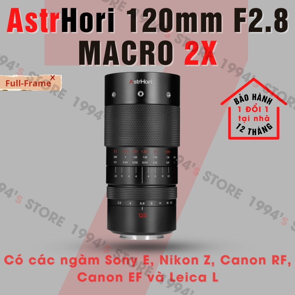 Ống kính AstrHori 120mm F2.8 Macro 2x dành cho Full-frame có ngàm Sony E, Canon RF, Nikon Z, Leica L