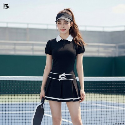 Đầm thun polo nữ Twentyfive phối cổ sen dáng xòe xếp ly phong cách năng động DL58 (Kèm quần thun)