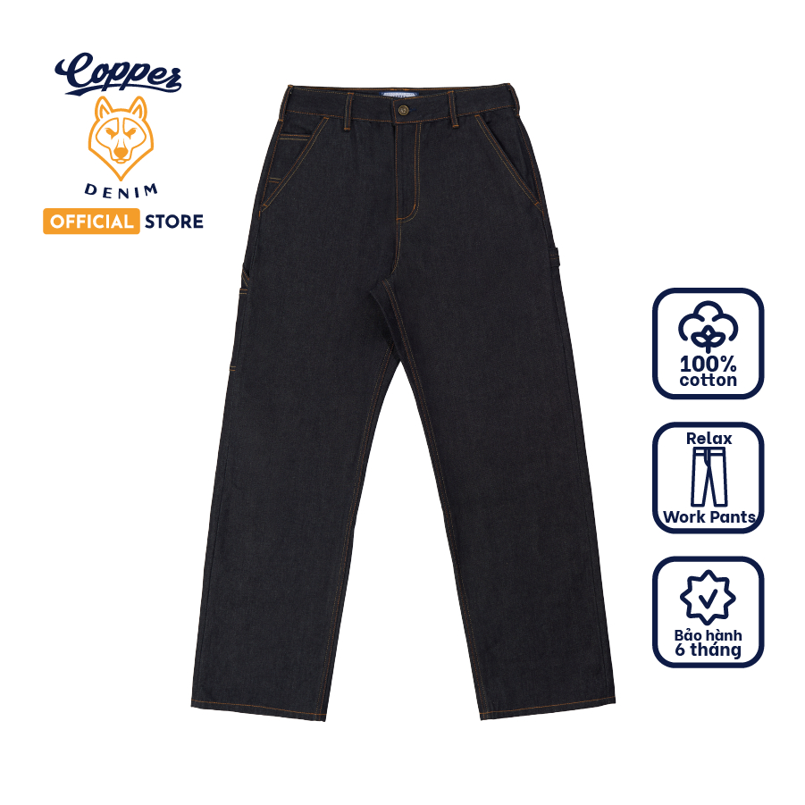Quần Jeans Nam 14.5 Oz - raw selvedge denim, dáng relax work, màu diamond blue - Copper Denim