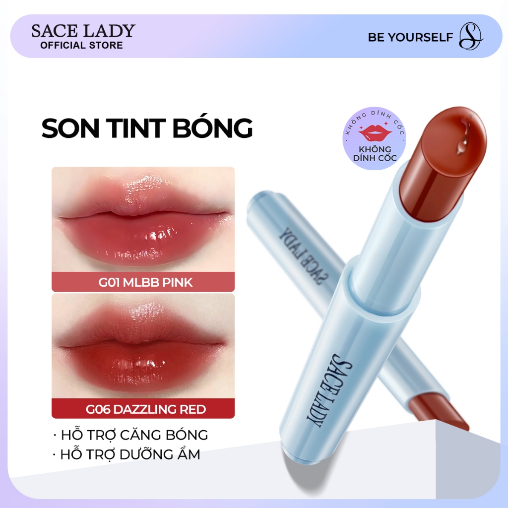 Son Tint Bóng SACE LADY Sáng Bóng Lấp Lánh Trang Điểm Môi