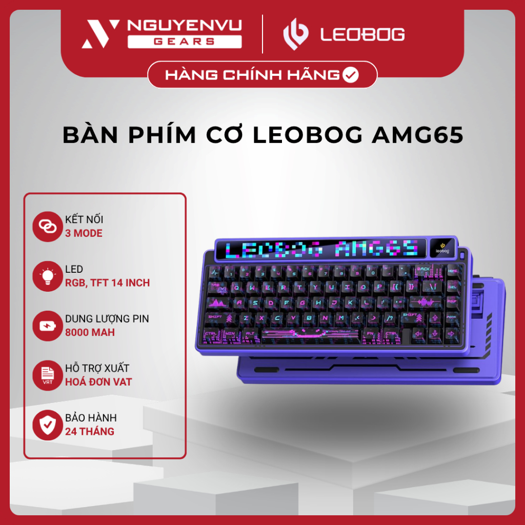 [VAT] Bàn phím cơ LEOBOG AMG65 - 3 Mode Kết Nối, Mạch Xuôi, Hotswap, LED RGB - BH 24 Tháng
