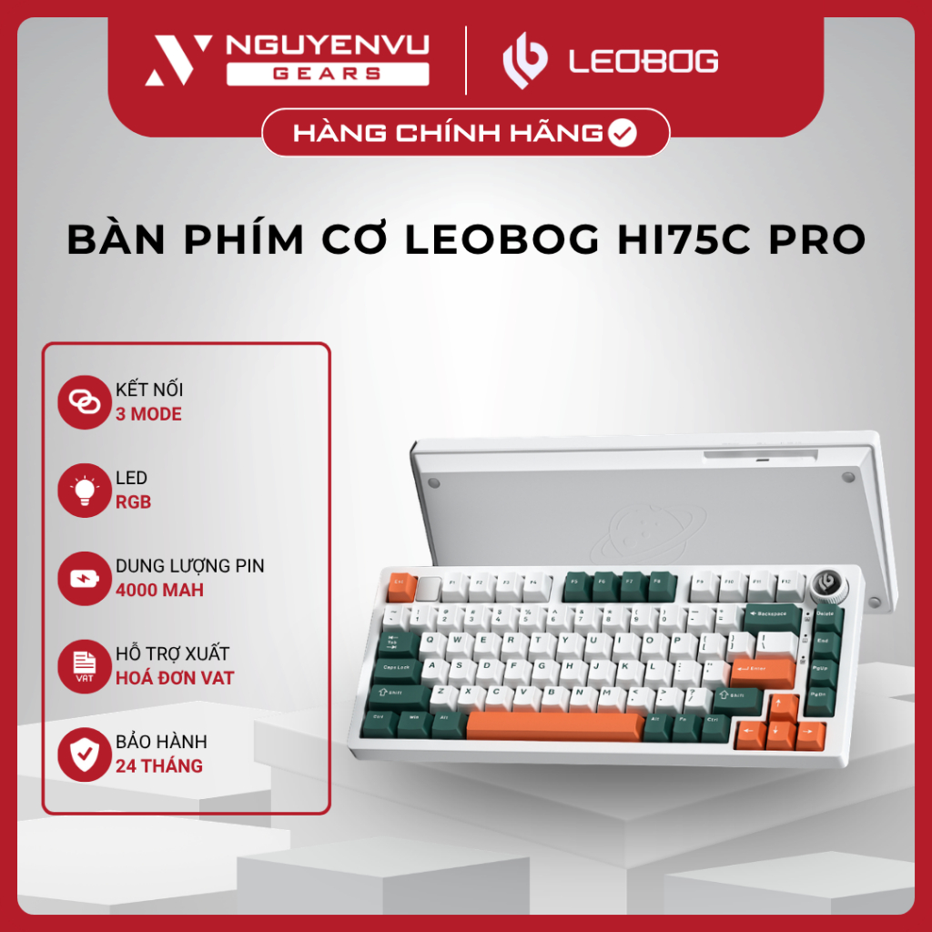 [Full VAT] Bàn Phím Gaming LEOBOG HI75C PRO - 3 Mode, Vỏ nhôm, Gasket Mount - BH 24 THÁNG