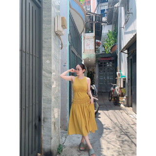 Đầm maxi xoè nhún chỉ ( Hoả tốc HCM )