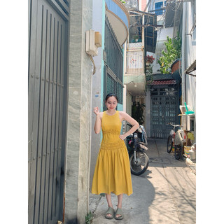 Đầm maxi xoè nhún chỉ ( Hoả tốc HCM )