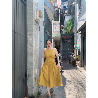 Đầm maxi xoè nhún chỉ ( Hoả tốc HCM )